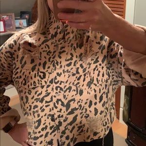 Forever 21 distressed animal print cropped jacket